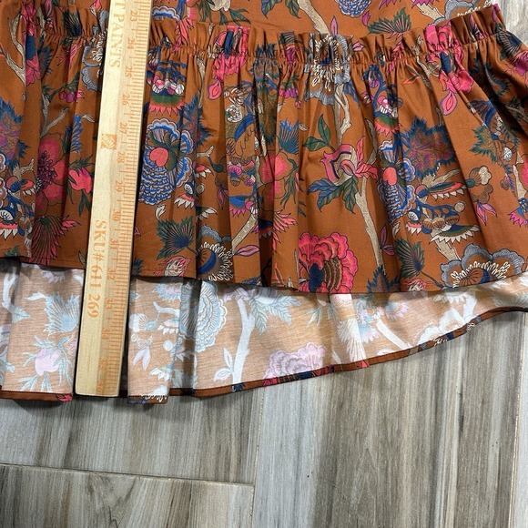 Cara Cara Tisbury Midi Skirt Size 2 Tisbury Midi Orange Floral Picante Baroque - Picture 12 of 12